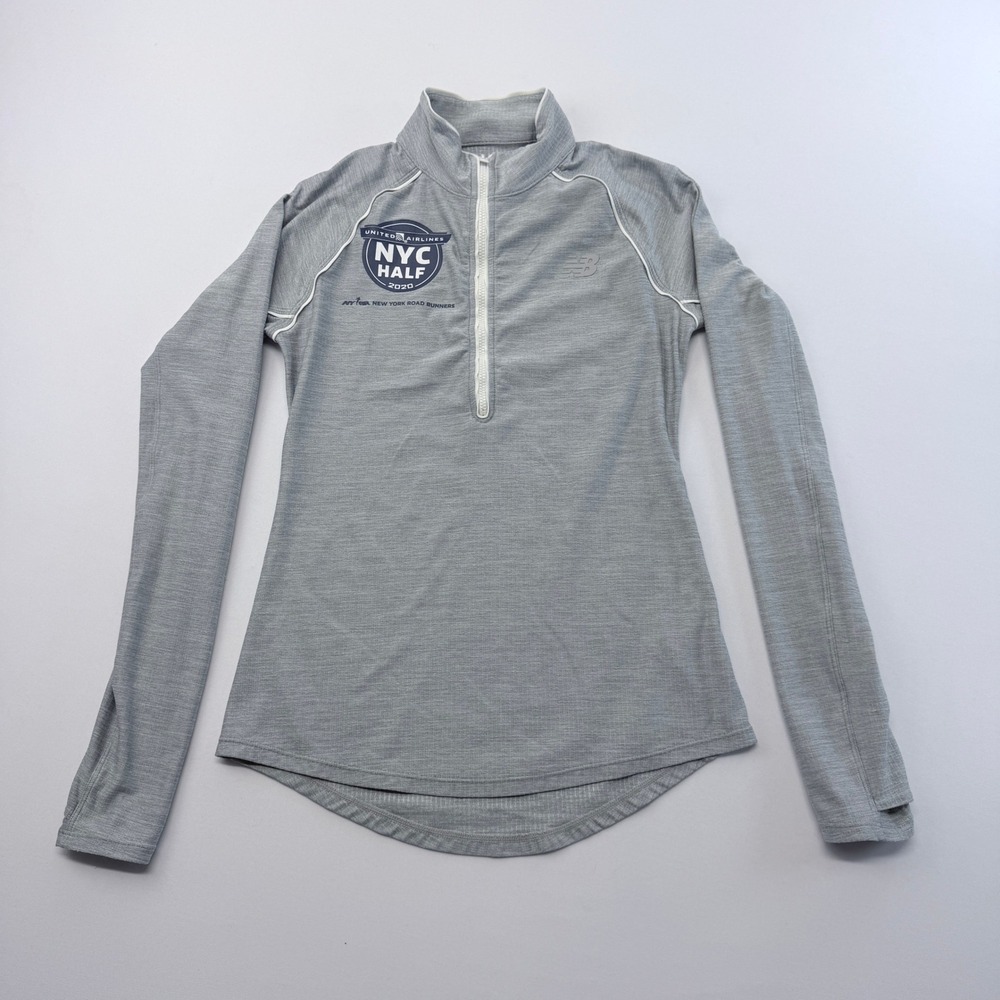 New Balance Womens NYC Half Marathon 2020 Quarter Zip Running Top Grey XS
